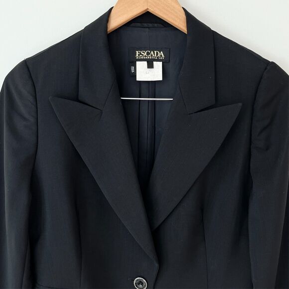 Escada Margaretha Ley Black Classic Tailored Jacket Womens 38 US 8 Wool Mohair - Picture 4 of 16